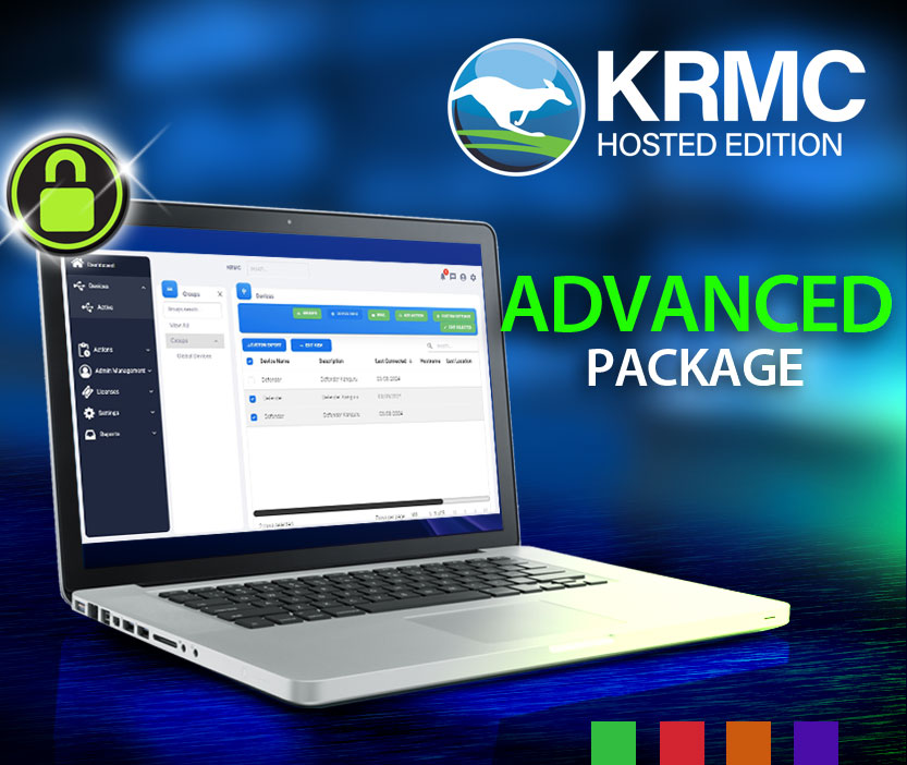 KRMC-Hosted is Kanguru's fully-integrated remote management console for managing Defender encrypted drives. The Advanced package provides organizations with a robust remote management platform to enforce strong data security policies.