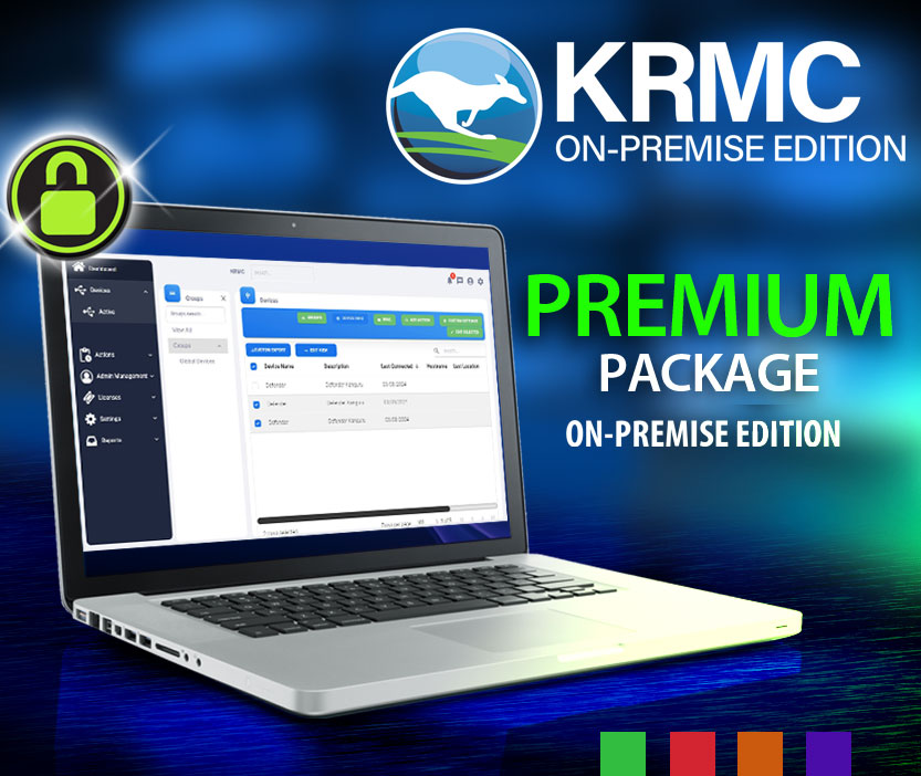 KRMC-On-Premise Edition, Premium account is Kanguru's fully-integrated remote management console for managing Defender encrypted drives. The Premium package is a full-service, remote management platform for enterprise organizations to be able to enforce strong data security policies.