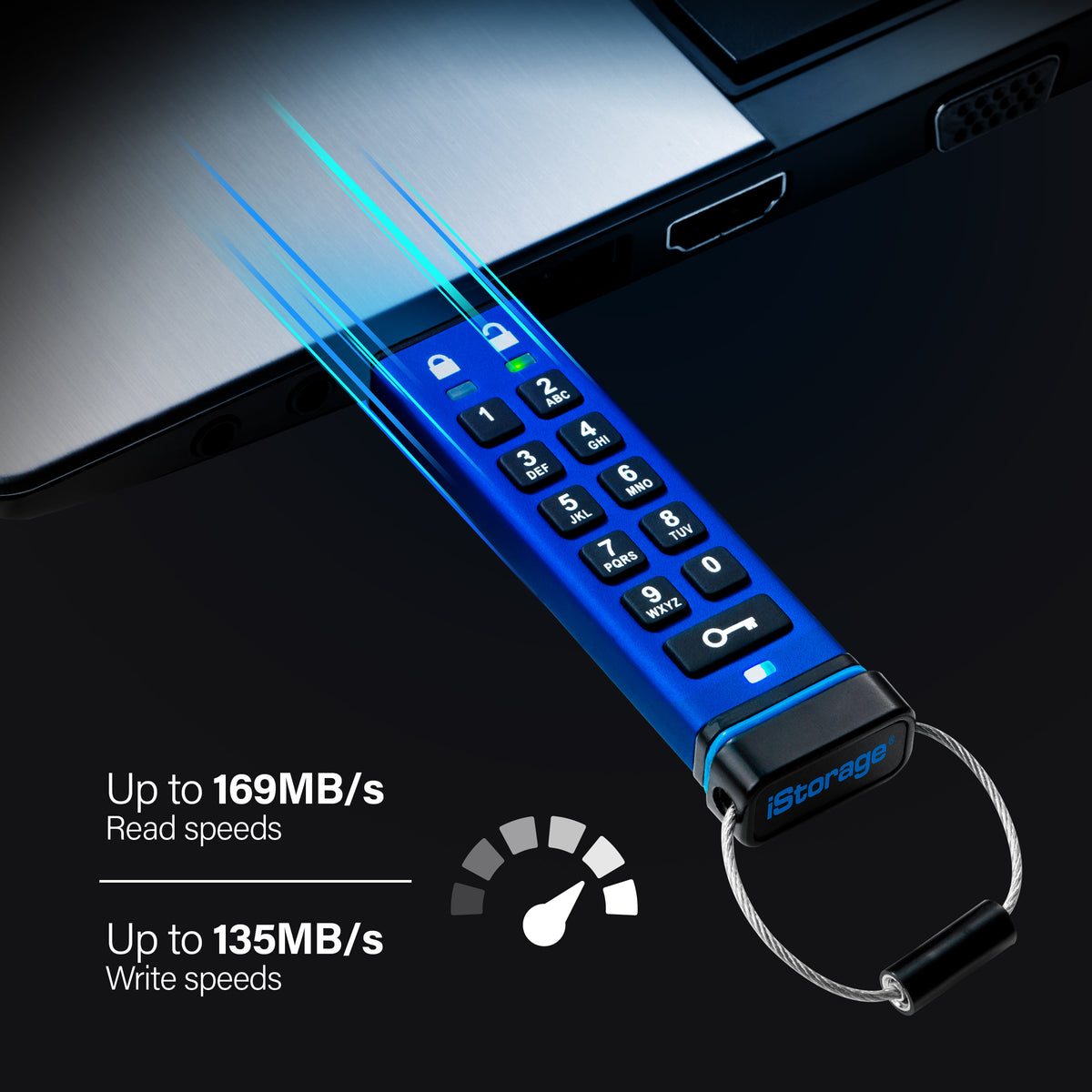 Blitzschnelle, abwärtskompatible USB 3.2 Gen 1-Datenübertragungsgeschwindigkeiten.