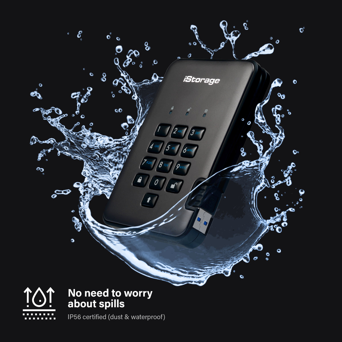 iStorage diskAshur PRO2 encrypted keypad device waterproof IP56 certified