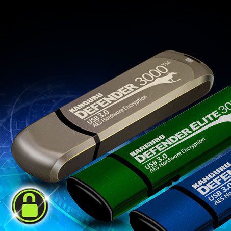 Cyberproof Usb Devices Kanguru Defender® Hardware Encrypted USB Storage Drives