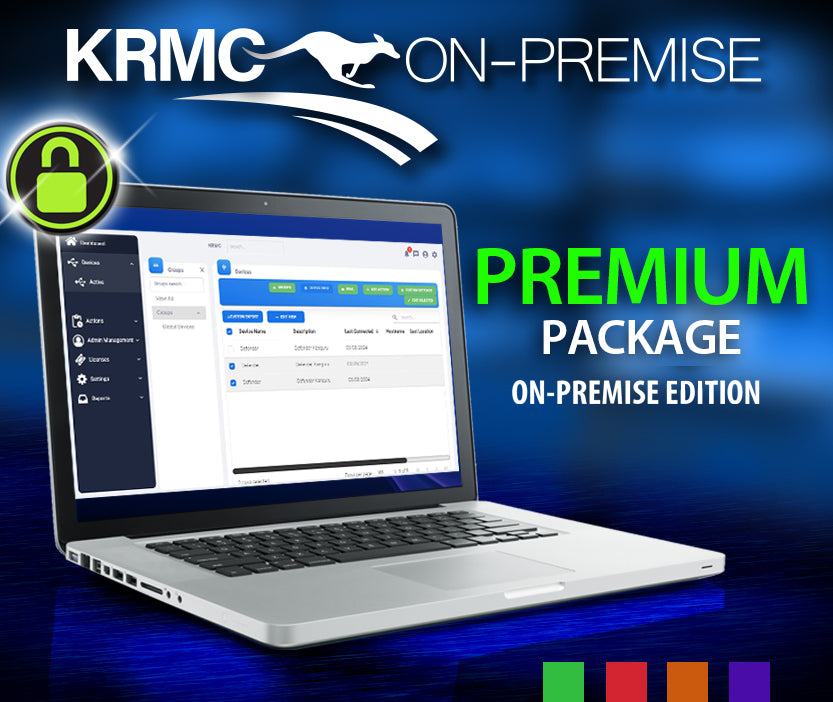 KRMC-On-Premise Edition, Premium account is Kanguru's fully-integrated remote management console for managing Defender encrypted drives. The Premium package is a full-service, remote management platform for enterprise organizations to be able to enforce strong data security policies.