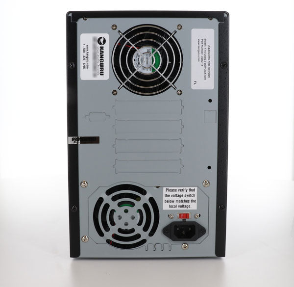 Back panel of 1-15 Target Kanguru USB Duplicator