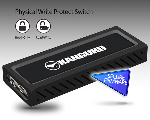 Kanguru UltraLock USB-C M.2 NVMe SSD with secure firmware and Physical Write Protect Switch