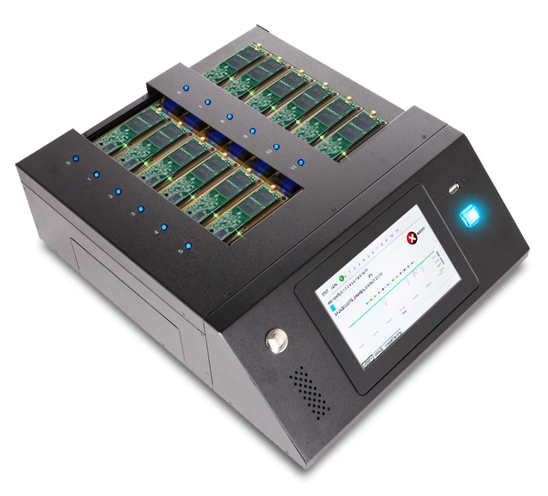 KanguruClone 11 M.2 NVMe Pro SSD Duplicator with lights on