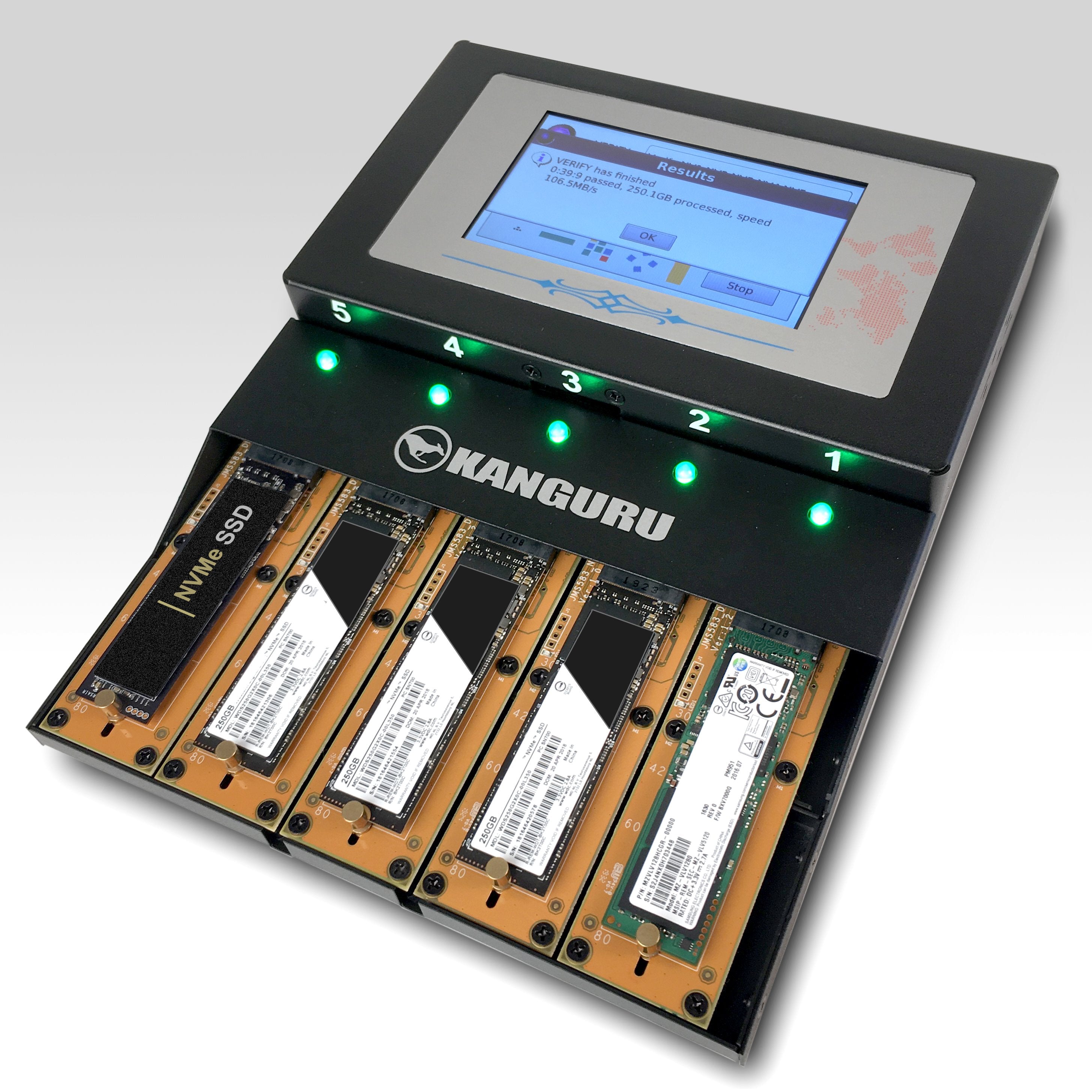 The new KanguruClone 4 M.2 NVMe SSD Duplicator can clone up to 4 NVMe SSDs at one time