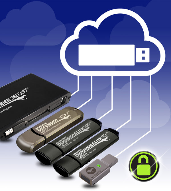 USBtoCloud by ClevX, LLC® gives you the option to automatically back-up your Kanguru Defender drive(s) to a preferred cloud storage provider. Upload data to OneDrive, OneDrive for Business, Amazon S3, Google Drive, Dropbox, Box and others plus NAS via included USBtoCloud software. 